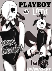 axolotl axolotl_humanoid bunny_ears bunnysuit edgyblackcat goth latte_(sirfluff) male_only non-human playboy playboy_bunny sir_fluff slutty_outfit solo stockings toony