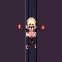 1girls anal animated blonde_hair bondage double_penetration female female_only gif mechanical_fixation milking naked nude pixel_art ragnarok_online restrained rodotgif vaginal_penetration