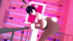 akinama_family_(noir-black-shooter) ass ass_focus big_breasts bunny_ears bunnysuit dance huge_breasts koikatsu naoki_akinama_(noir-black-shooter) noir-black-shooter oc original original_character purple_eyes short_hair tagme video