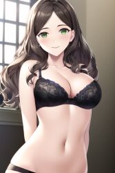 ai_generated breasts brown_hair curvy dorothea_arnault dumi female female_only fire_emblem fire_emblem:_three_houses green_eyes lace lingerie looking_at_viewer midriff nai_diffusion navel nintendo pale-skinned_female solo stable_diffusion