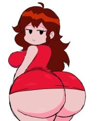 ass ass_focus backboob big_ass big_breasts clothed female female_only friday_night_funkin girlfriend_(friday_night_funkin) huge_ass momiji_(artist) no_underwear red_hair toony underass