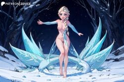 2dvice ai_generated ai_hands blonde_hair blue_eyes braid breasts breasts_out cleavage cold disney disney_princess elsa_(frozen) exhibitionism exhibitionist exposed exposed_breasts exposed_pussy frozen_(film) frozen_2 looking_at_viewer medium_breasts multiple_boys naked nude on_knees public public_nudity pussy queen seductive shy small_breasts smaller_female striped striptease submissive teenager topless topless_female young