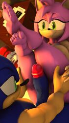 1boy 1girls 3d 3d_(artwork) amy_rose anthro barefoot big_breasts bluewyvern breasts completely_nude completely_nude_female feet feet_up female full_body furry image male naked naked_female nude nude_female penis smile sonic_(series) sonic_the_hedgehog teasing yiff