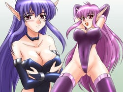 2girls animal_ears blush breasts cameltoe cleavage clone female female_only multiple_girls natsuya_(circle) nei neifirst phantasy_star phantasy_star_ii pointy_ears sega smile