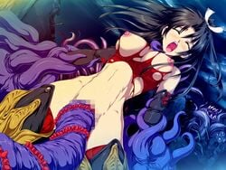 1girls breasts dark_hair female helpless kyoko large_insertion nipples stomach_bulge tentacle vaginal_penetration zanjibaru