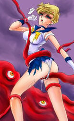 artist_request bishoujo_senshi_sailor_moon blonde_hair clothing female haruka_tenou medium_breasts panties sailor_uranus short_hair skirt smooth_skin tentacle torn_clothes