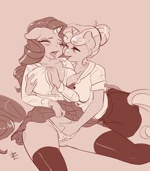 2015 aged_up anthro anthrofied blush cleavage closed_eyes clothed clothing cutie_mark duo equine female fingering friendship_is_magic hair hair_on_head hand_on_breast horn incest legwear lizombie long_hair mammal my_little_pony open_mouth panties rarity_(mlp) saliva saliva_string sibling sisters skirt sweetie_belle_(mlp) thigh_highs tongue tongue_out underwear unicorn yuri