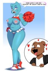 1boy 1girls 2024 absurd_res anthro anthro_only areola artist_name bear belly bent_arm big_areola big_breasts big_eyes big_mouth_(anatomy) big_nipples biped black_clothing black_eyebrows black_nose black_text black_topwear blue_body blue_breasts blue_ears blue_eyes blue_pupils bodily_fluids bottomwear breastless_clothing breasts brown_body brown_ears brown_eyes brown_fur camel_toe canon_x_oc cartoon_network cheek_tuft cheerleader cheerleader_outfit clothed clothed_anthro clothed_female clothed_male clothing crop_top curved_eyebrows cutaway dialogue digital_drawing_(artwork) digital_media_(artwork) domestic_cat duo elderly_anthro elderly_female english_text eyebrows eyelashes eyelids eyeshadow facial_tuft fangs felid feline felis female fingers footwear foxart950 fully_clothed fully_clothed_anthro fully_clothed_female fur fur_tuft gilf glistening glistening_body glistening_breasts glistening_eyes glistening_legs gradient_background head_tuft heart_above_head heart_symbol hearts_around_head hi_res holding_object holding_pom_poms humanoid_hands ineffective_clothing iris lactating light_body light_breasts light_ears light_nose looking_at_another looking_up looking_up_at_another makeup male mammal markings mary_senicourt mature mature_anthro mature_female mature_woman microskirt miniskirt monotone_body multicolored_clothing multicolored_crop_top multicolored_footwear multicolored_shirt multicolored_sneakers multicolored_thong multicolored_topwear multicolored_underwear navel nipples old open_mouth open_smile pink_areola pink_nipples pink_nose pink_tongue plantigrade pom_poms pose prick_ears pupils purple_eyeshadow raised_heel red_heart red_pom_poms round_ears shadow shirt shoes simple_background skirt slightly_chubby slightly_chubby_anthro slightly_chubby_female smile smiling_at_another sneakers sparkles speech_bubble standing talking_to_another teeth text the_amazing_world_of_gumball thick_thighs thong three-quarter_view tongue tongue_out topwear tuft two_tone_clothing two_tone_crop_top two_tone_footwear two_tone_shirt two_tone_sneakers two_tone_thong two_tone_topwear two_tone_underwear underwear whisker_markings white_bottomwear white_clothing white_microskirt white_miniskirt white_shirt white_skirt white_topwear wide_eyed
