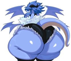 ambiguous_gender androgynous anthro ass big_ass blue_skin bubble_butt cyberlord1109 dat_ass dragon fat_ass glitchlord8391 huge_ass hyper_ass looking_at_viewer massive_ass multi_wing unknown_gender wings