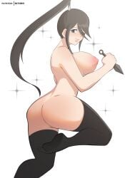 adult_swim ass big_ass big_breasts black_hair black_legwear blue_eyes breasts katsunei large_ass large_breasts legwear legwear_only light-skinned_female light_skin nakatsukasa_tsubaki nude nude_female ponytail soul_eater thigh_highs thighhighs thighs toonami voluptuous voluptuous_female wide_hips