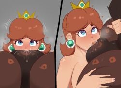 1boy 1girls anilingus beast_rimming big_breasts blue_eyes breasts brown_hair crown earrings equine eyes_rolling_back female female_rimming_male feral g3mma heart heart-shaped_pupils horse huge_breasts kiss_mark lipstick lipstick_mark lipstick_on_anus lipstick_on_ass male mario_(series) nintendo nude princess princess_daisy rimming royalty sucking_anus tagme zoophilia