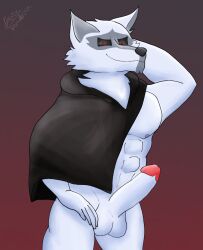 dani_(artist) death_(puss_in_boots) furry gay male muscles nude nude_male penis solo wolf yiff