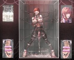 1girls bare_soles barefoot bondage chains chainsaw_man code:074 feet feet_tickling female_only in_container makima_(chainsaw_man) milking milking_machine orange_eyes prolapse prolapsed_pussy pussy pussy_penetration red_hair restrained soles stationary_restraints tickling tickling_feet toes vaginal_penetration white_shirt