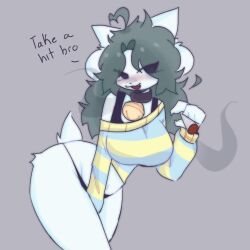 4/20 :3 blunt breasts drugs fluffy no_pants scentedpocky sweatshirt tagme temmie temmie_(undertale) thighs undertale undertale_(series) weed