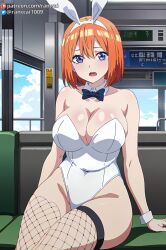 ai_generated anime blue_eyes bunny_girl bunnysuit go-toubun_no_hanayome large_breasts nakano_yotsuba quintuplets ranwai sitting stable_diffusion