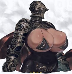 armor armored_female armored_gloves big_breasts helmet huge_breasts knight ubuo