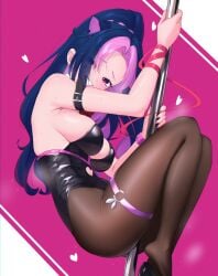 1girls animal_ears big_breasts blue_hair blush bunnysuit catgirl female female_focus female_only grabbing_pole highres latam_virtual_youtuber light-skinned_female light_skin long_hair looking_at_viewer mole mole_under_eye panther_girl pink_eyes pink_hair pink_nails pole pole_dancing ponytail rabbit_hole_(deco*27/caststation) rabbit_hole_(vocaloid) shura_hiwa side_view simple_background smiling smiling_at_viewer solo solo_female two_tone_hair virtual_youtuber vjin vtuber vtuberfanart yuricross00