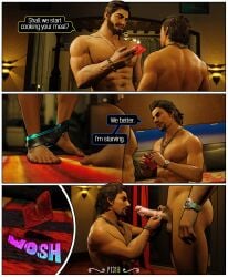 2boys 3d bara beard bed bedroom brown_hair comic daemoncollection el_blaze gay king_(tekken) male_only muscle namco namco_bandai nude sega tekken tekken_3 virtua_fighter virtua_fighter_5 yaoi