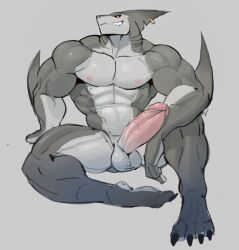 abs anthro balls barefoot deltoids dottodottodott0 erection feet fish genitals humanoid_genitalia humanoid_penis male male_only manly marine muscular muscular_anthro muscular_male nipples nude pecs penis shark solo toes