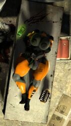 1futa 3d ammo_box big_breasts big_penis blood breasts civil_protection_(half-life_series) cock_ring damndirtydog death dickgirl futa_only futanari gas_mask gun half-life_(series) half-life_2 headless hev_suit looking_back male_death mask masked masked_male metropolice_(half-life_series) nipples on_back on_table penis revolver sfm solo testicles weapon