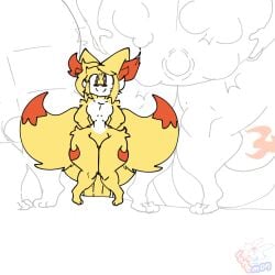 1boy 2girls big_penis fennekin furry huge_cock humanoid lattemon lattemon_(character) male_focus penis pokémon_(species) pokemon pokemon_(species) pregnant tagme thick_thighs wide_hips