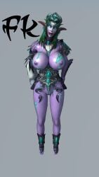 1girls 3d big_breasts blizzard_entertainment f-kn green_hair night_elf purple_skin pussy tyrande_whisperwind voluptuous voluptuous_female warcraft wide_hips world_of_warcraft