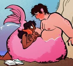 alternate_universe beach boobjob breasts canon_couple closed_eyes connie_maheswaran cum looking_at_partner male/female mermaid_tail merman santan999 steven_quartz_universe steven_universe straight titfuck