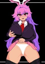 animated bunny_girl busty gif happy_female happy_sub happy_trance hip_sway horny in_heat lifting_skirt mind_control panties pink_hair reisen_udongein_inaba skirt_lift solo takorin thighhighs thrusting touhou udonge_in_interspecies_cave wanting_sex white_panties willing willing_sub