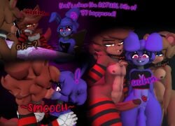 3d 3d_(artwork) animatronic anthro armwear ass balls bear bedroom_eyes big_butt big_penis black_and_red blue_eyes blush bonfie bonnie_(cally3d) bonnie_(fnaf) brown_body brown_fur brown_hair cally3d canid canine clothed clothing comic crop_top cryptiacurves cute_expression cute_eyes dialogue digital_media_(artwork) duo embarrassed english_text erection excited excited_expression fazclaire's_nightclub femboy femboy_focus femboy_on_femboy femboy_on_male femboy_only fexa five_nights_at_freddy's fox foxy_(cally3d) foxy_(fnaf) freddy_(fnaf) fredina's_nightclub fredina_(cally3d) frenni_fazclaire fur gay genitals girly girly/girly girly_dominant group hair hand_on_butt hands_behind_back hi_res humanoid humanoid_genitalia humanoid_penis imminent_sex info_dumping kissing lagomorph legwear leporid machine male male/male mammal multiple_images narrowed_eyes nervous nervous_expression nervous_smile nipples nude open_mouth pattern_armwear pattern_clothing pattern_legwear penis pink_eyes purple_body purple_fur purple_hair rabbit red_body red_fur red_hair rednewth robot scottgames seductive shirt simple_background smile striped_armwear striped_clothing striped_legwear stripes surprise surprised_expression text the_bite_of_87 thick_thighs thigh_highs topwear trio whispering wide_hips yellow_eyes