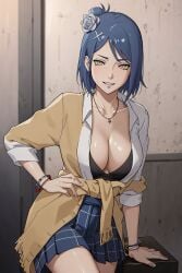 ai_generated ai_yvetal big_breasts blue_hair breasts female female_focus female_only konan light-skinned_female light_skin naruto naruto_(series) naruto_shippuden necklace solo solo_female solo_focus