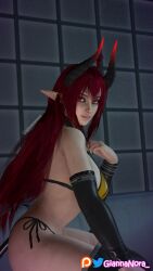 1girls 3d big_breasts bikini bra breasts demon demon_girl demon_horns demon_tail demoness giannanora_ horn horns image indoors light-skinned_female light_skin looking_at_viewer original_character panties pointy_ears red_eyes red_hair sinia succubus succubus_horns succubus_tail tail yellow_bra yellow_panties