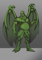 absurd_res artlamelt balls cthulhu cthulhu_mythos foreskin genitals green_balls green_body green_nipples green_penis green_wings h.p._lovecraft hi_res humanoid_genitalia humanoid_penis lustful_desires male mollusk muscular muscular_male nameless_(lustful_desires) nipples non-human nude penis public_domain red_eyes solo vein veiny_penis wings