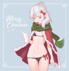 black_panties blue_eyes christmas cookie hair milk panties tenguro white