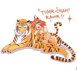 bikini bikini_bottom bikini_top blue_eyes endless_monday:_dreams_and_deadlines hcnone lowres orange_hair thighhighs tiger tiger-chan tiger-chan_(hcnone) tiger_ears tiger_girl tiger_print tiger_print_bikini tiger_stripes