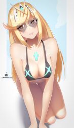 blonde_hair breasts core_crystal female female_only mythra nintendo solo sunglasses xenoblade_(series) xenoblade_chronicles_2 zambonito