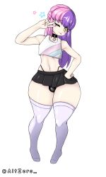 altzero bulge crossdressing dress femboy long_hair oc original skirt stockings tagme thick_thighs thighs trap two_tone_hair wink