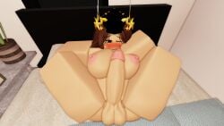 1futa 3d bedroom big_breasts big_penis blackvalk brown_hair clenched_teeth eyebrows_visible_through_hair futa_only futanari goober_rr34 huge_cock large_breasts legs_up naked nipple_piercing nipple_piercings on_back one_eye_closed penis roblox roblox_avatar robloxian self_upload solo spread_legs valkyrie