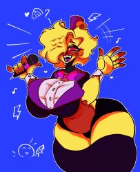 big_breasts booty_shorts breasts curvy curvy_female curvy_figure enormous_breasts five_nights_at_freddy's five_nights_at_freddy's_4 fredbear_(fnaf) gigantic_breasts hair_over_one_eye hips hourglass_figure huge_breasts large_breasts massive_breasts open_mouth pizza rule_63 slightly_chubby stockings stormkinght thick thick_hips thick_thighs thighhighs thighs thunder_thighs voluptuous voluptuous_female wide_hips