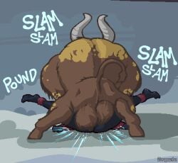 bestiality bighorn_bison feral huntress_(risk_of_rain) mating_press penetration pinned pinned_down risk_of_rain risk_of_rain_2 risk_of_rain_returns rough_sex zoquete