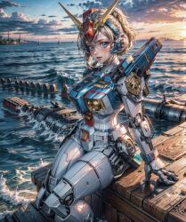 1girls ai_generated armor ashimori cosplay female gundam hyper_captain_gundam mecha_musume mobile_doll robot robot_girl