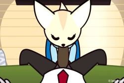 1boy 1girls 2d_animation accurate_art_style aggressive_retsuko animated anthro blush canaryprimary clothed clothed_female clothed_sex fellatio female fennec fenneko furry haida hyena indoors male male/female malesub oral penile sanrio sex suit_and_tie tagme tongue_out turtleneck unfinished