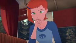 1080p 1girls 3d animated assertive_female ben_10 car_interior cartoon_network clothed clothing english_dialogue english_voice_acting green_eyes gwen_tennyson gwen_tennyson_(classic) incest looking_at_penis orange_hair out-of-frame_censoring precum short_hair short_playtime shorter_than_30_seconds skuddbutt small_breasts solo sound toon video voice_acted