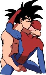 crossover crossover_pairing dragon_ball dragon_ball_super dragon_ball_z gay goku grabbing_penis kissing male/male male_only marvel naked penis penis_out peter_parker smadging son_goku spider-man spider-man_(series) yaoi