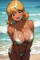 ai_generated blonde_hair breasts brown_skin brown_skinned_female female female_only komi-san_wa_komyushou_desu manbagi_rumiko nai_diffusion stable_diffusion tagme