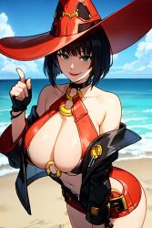 ai_generated black_hair breasts female guilty_gear hat i-no nai_diffusion short_hair stable_diffusion white_skin