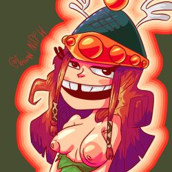 barbara_(rayman) breasts cartoony chszan_chan gap_teeth rayman_(series) rayman_legends red_hair tits_out tooth_gap