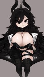 1girls black_hair breasts character_request copyright_request female hi_res horns huge_breasts large_breasts light-skinned_female light_skin long_hair naughty_face thick_thighs wide_hips zanamaoria