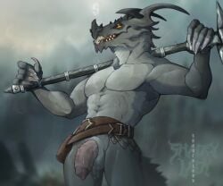 alduin animal_genitalia animal_penis anthro balls bethesda_softworks claws digital_media_(artwork) dragon genitals half-erect hi_res horn looking_at_viewer male male_only penis scales scalie shadeylady skyrim solo the_elder_scrolls wyvern