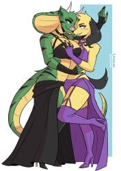 anthro black_outfit bovine canine couple leona_the_snake lingerie loggus_doggus snake tiger