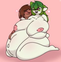 absurd_res anthro big_breasts breasts duo eevee female furry generation_1_pokemon happy heart hi_res huge_breasts male male/female nintendo nipples pokemon pokemon_(species) pregnant romantic smile tubfy yiff